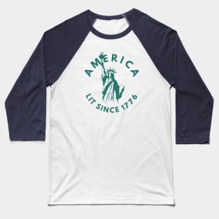 The Lit Lady Liberty Baseball T-Shirt